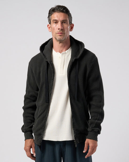 hard dry waffle damage zip hoodie