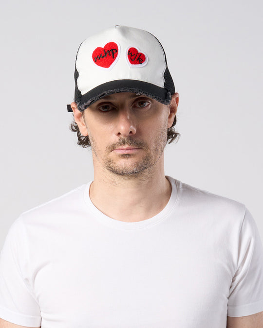 【Maison Honoré Paris × wjk】2-heart patch cut-off mesh cap