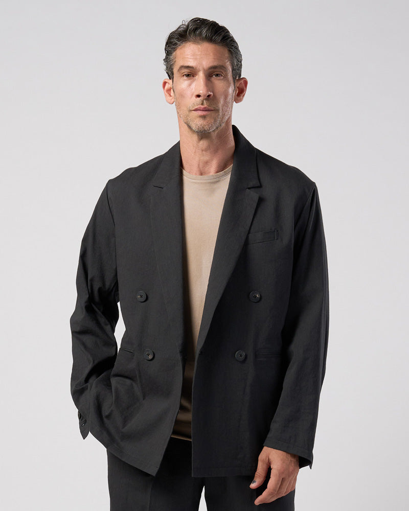 viscose linen double-breasted jacket