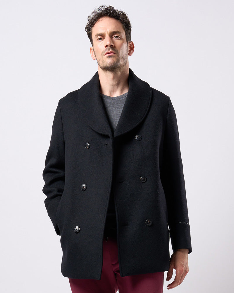 shawl collar half coat