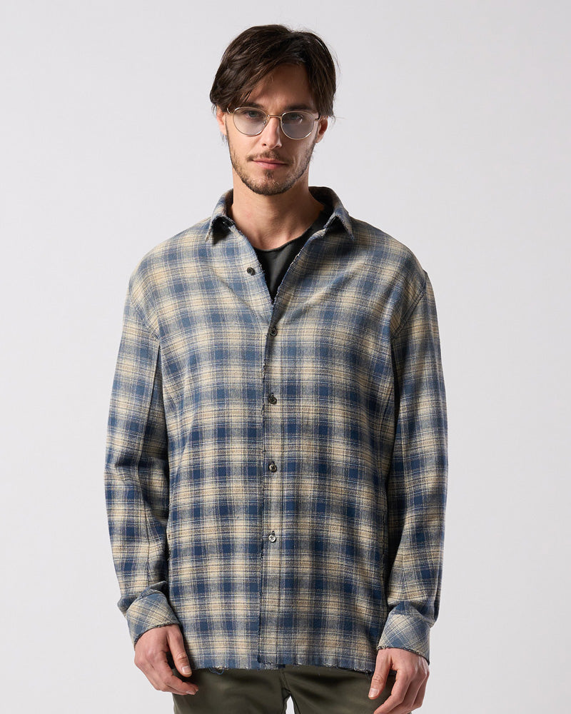 aging loose check shirt