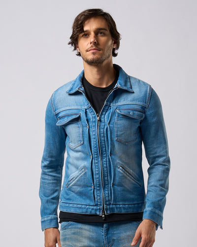 denim jersey zip blouson