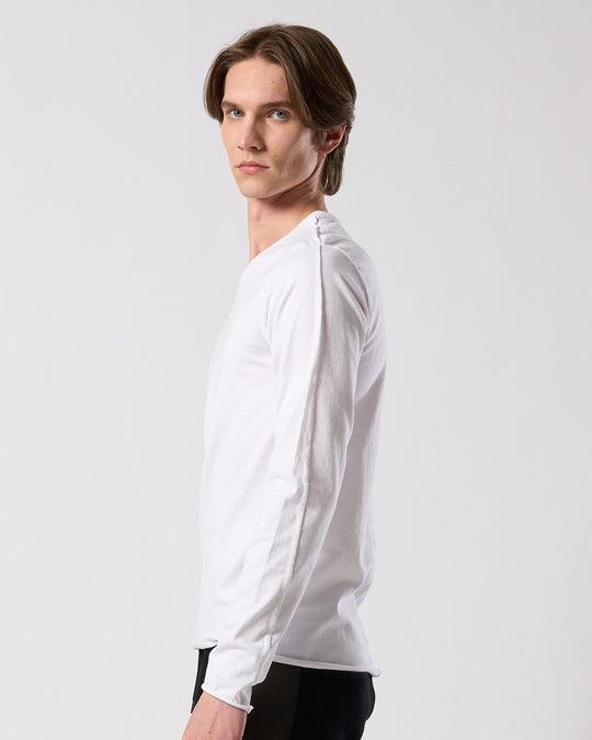 slim cut-off crew-neck L/S