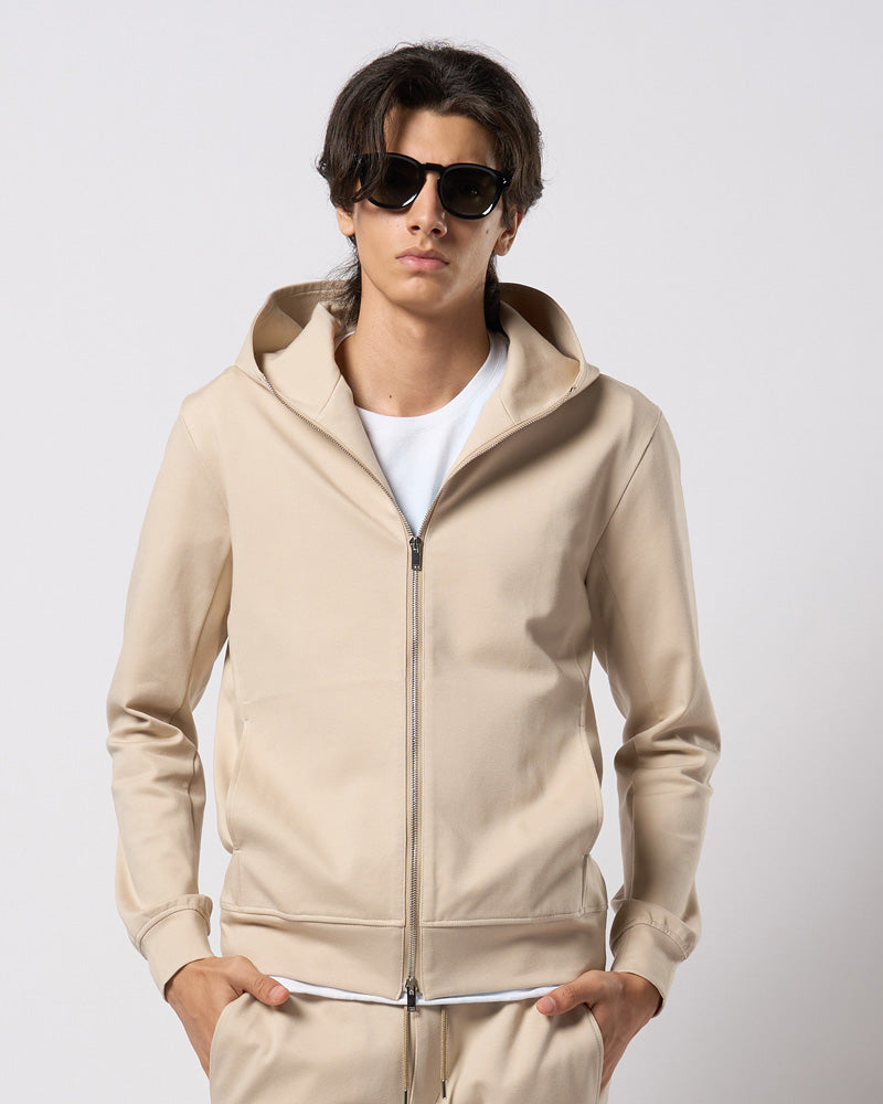 high neck zip-up parka