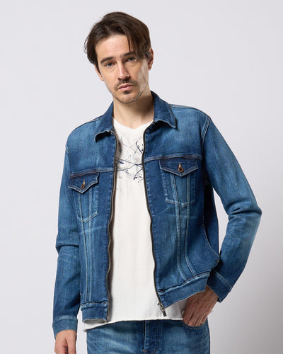 denim zip blouson