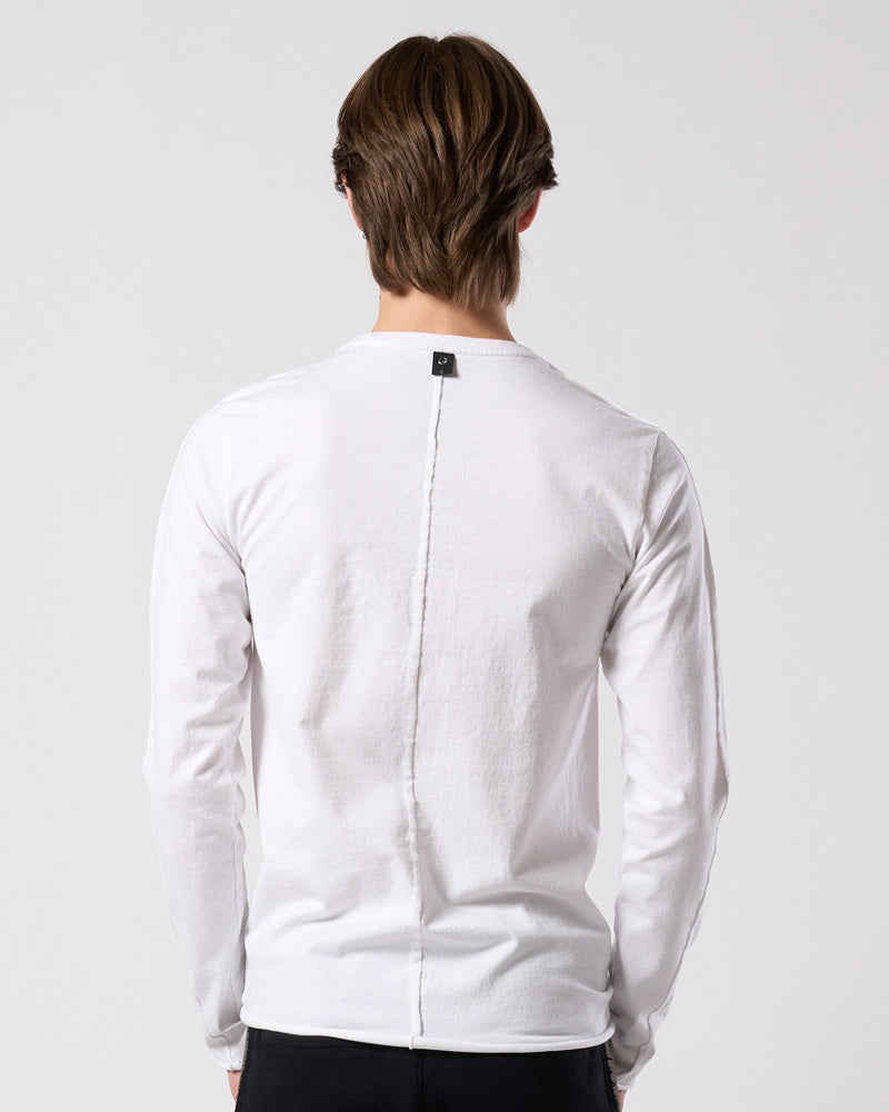 slim cut-off crew-neck L/S