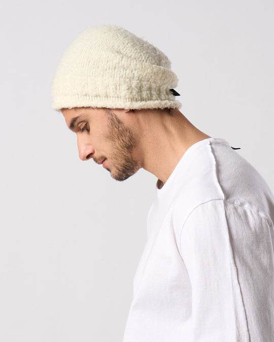 fancy yarn roll beanie