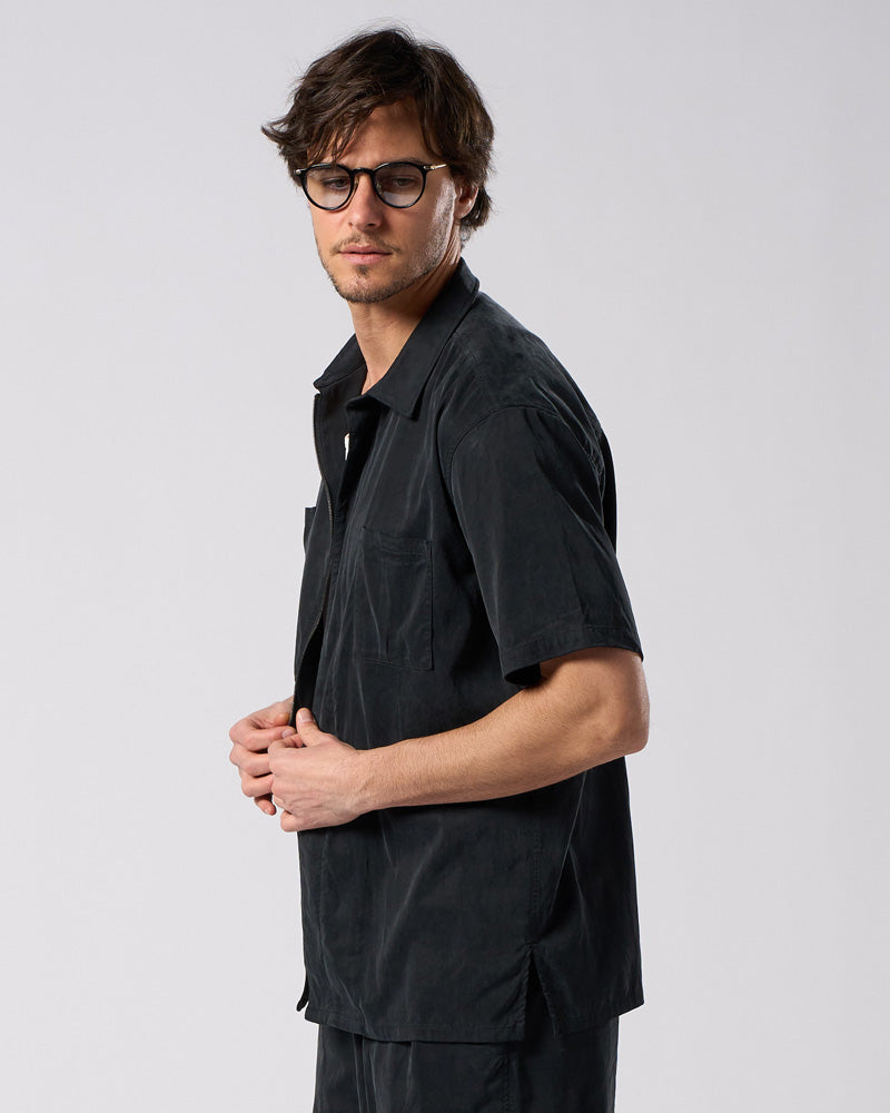 front-zip shirt H/S