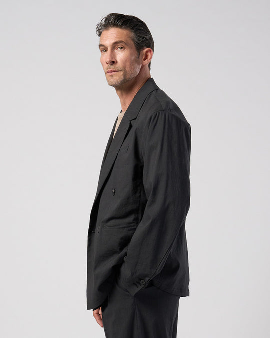 viscose linen double-breasted jacket