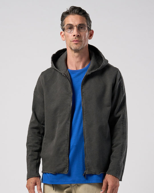 compact urake cut-off line zip hoodie