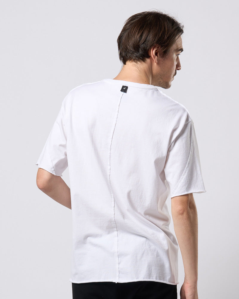 wide cut-off V-neck S/S