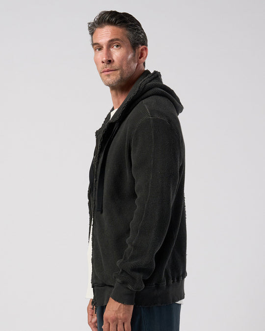 hard dry waffle damage zip hoodie