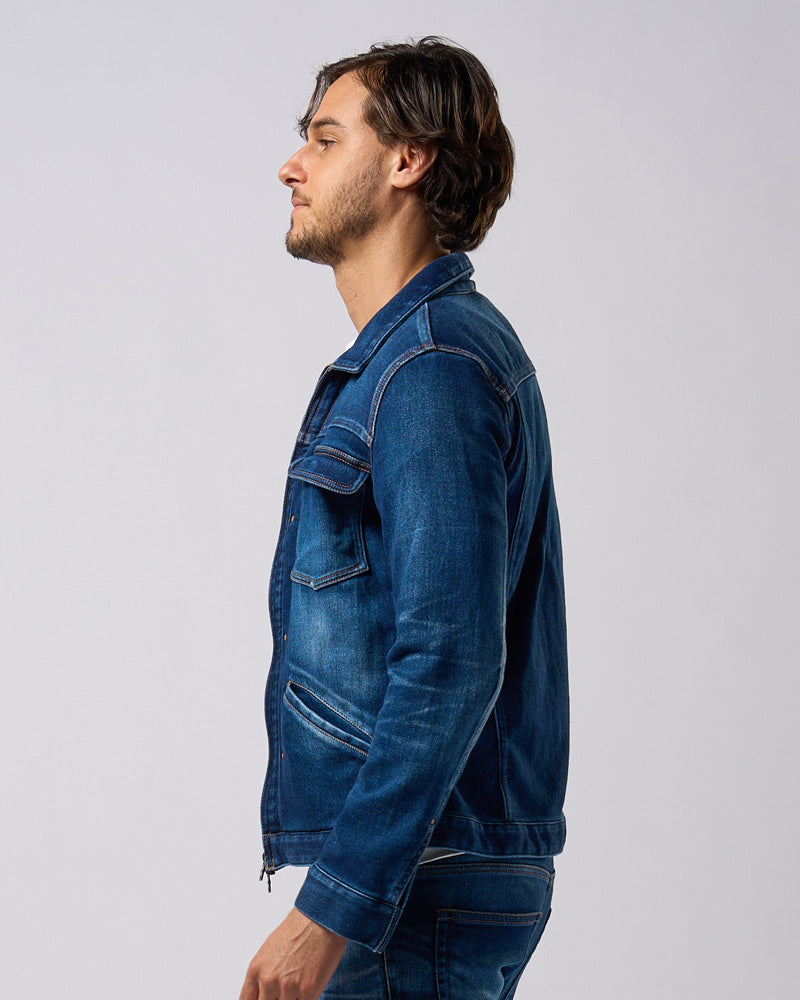 denim jersey zip blouson