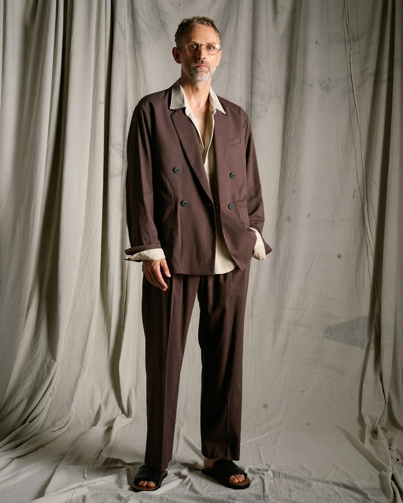 viscose linen semi-wide slacks