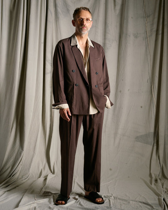 viscose linen semi-wide slacks