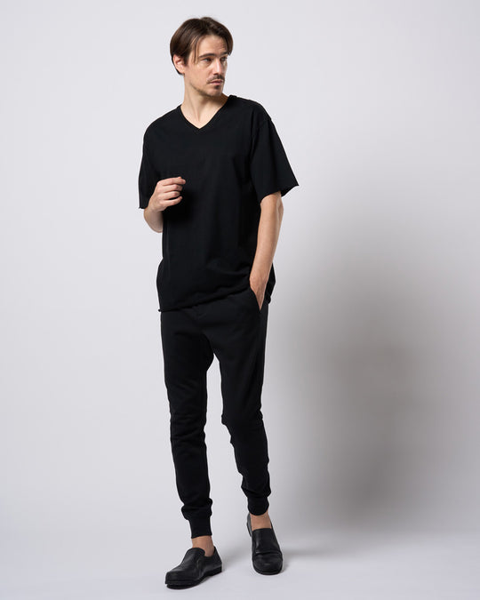 wide cut-off V-neck S/S