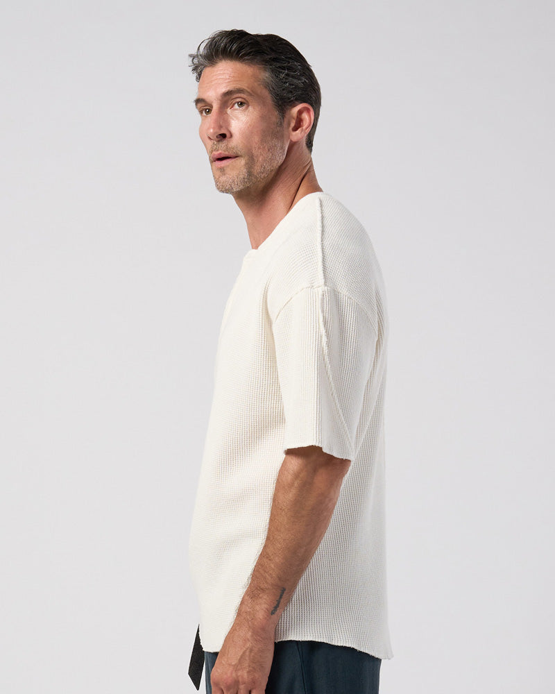 hard dry waffle fly-front henley S/S