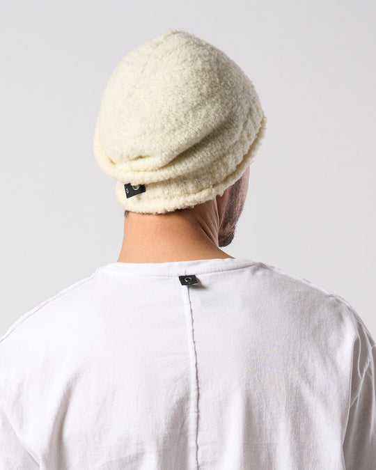 fancy yarn roll beanie