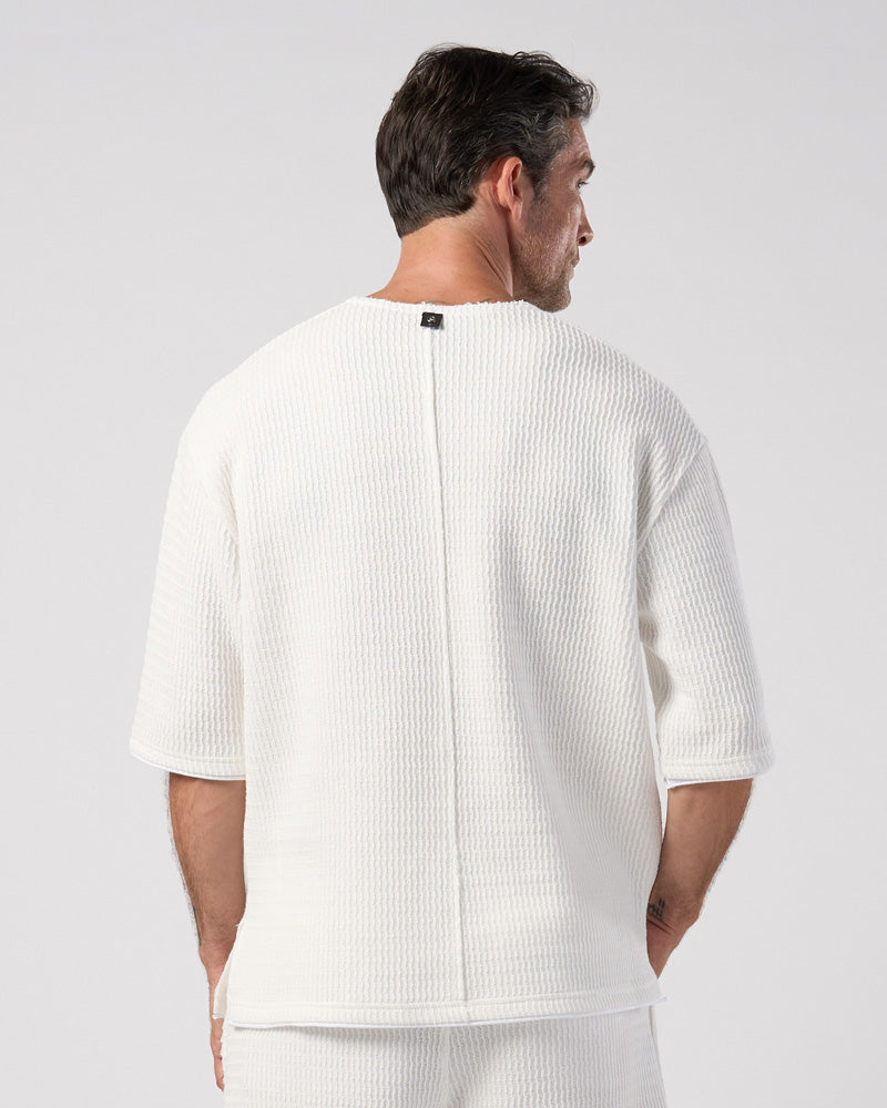 textured knit key-neck H/S