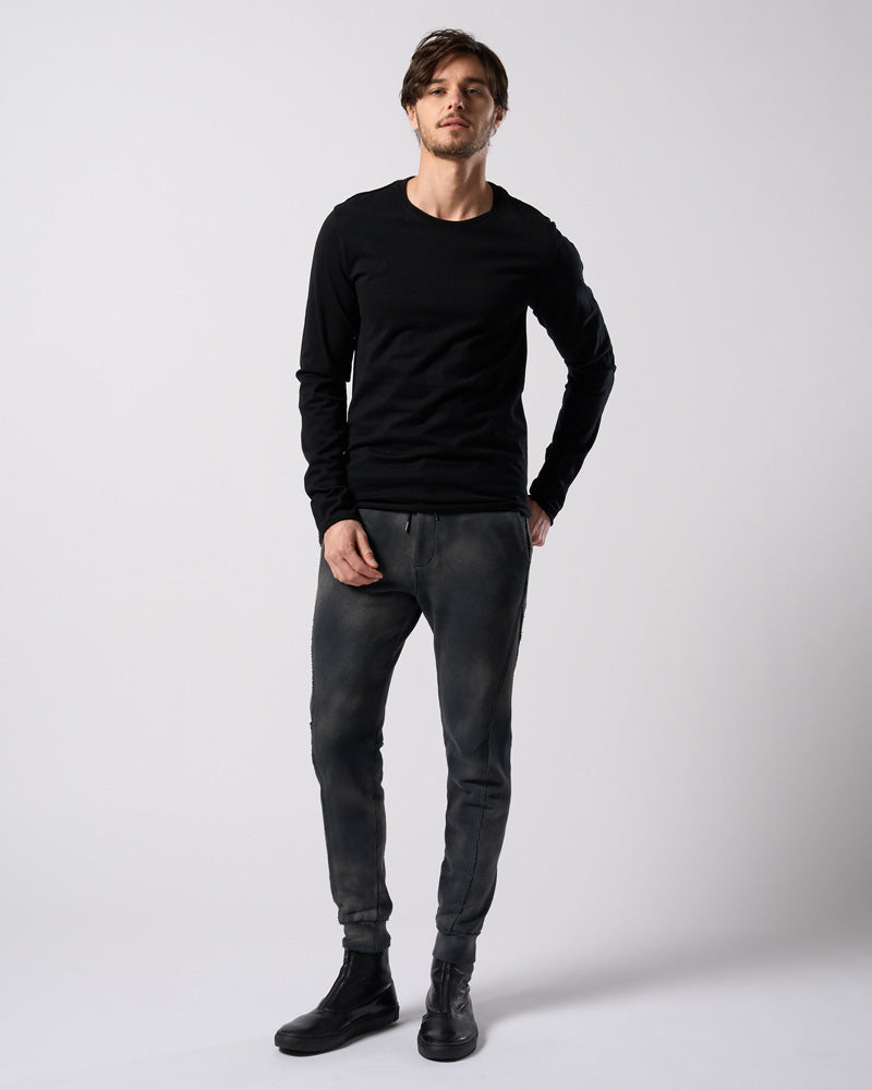 slim cut-off crew-neck L/S