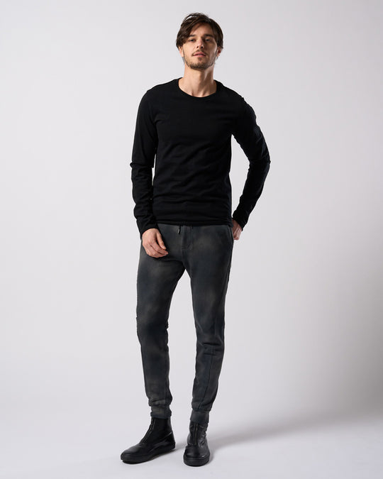 slim cut-off crew-neck L/S