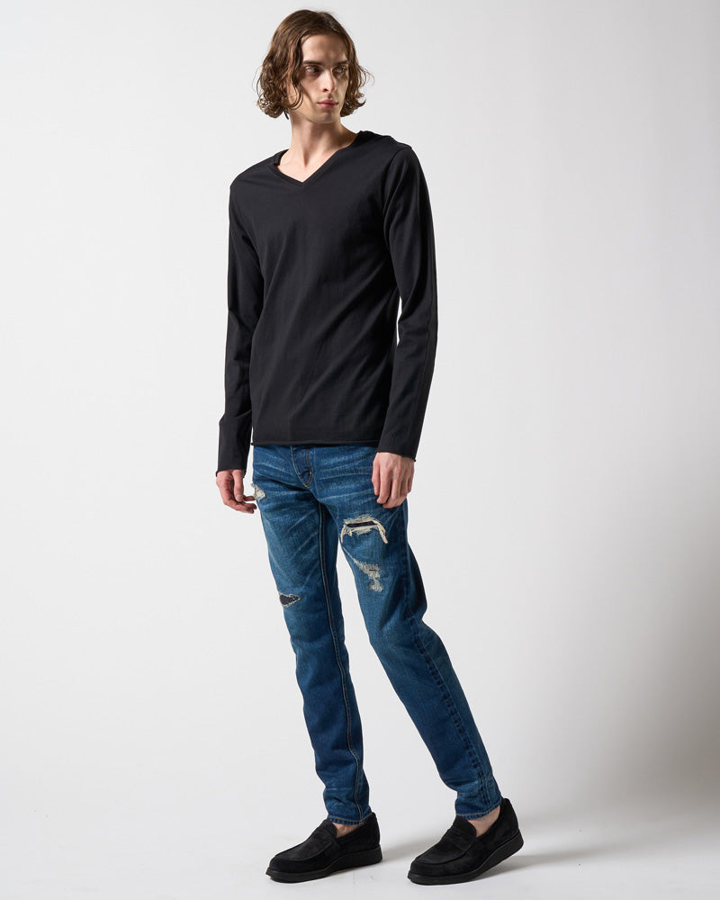 cut-off V-neck L/S