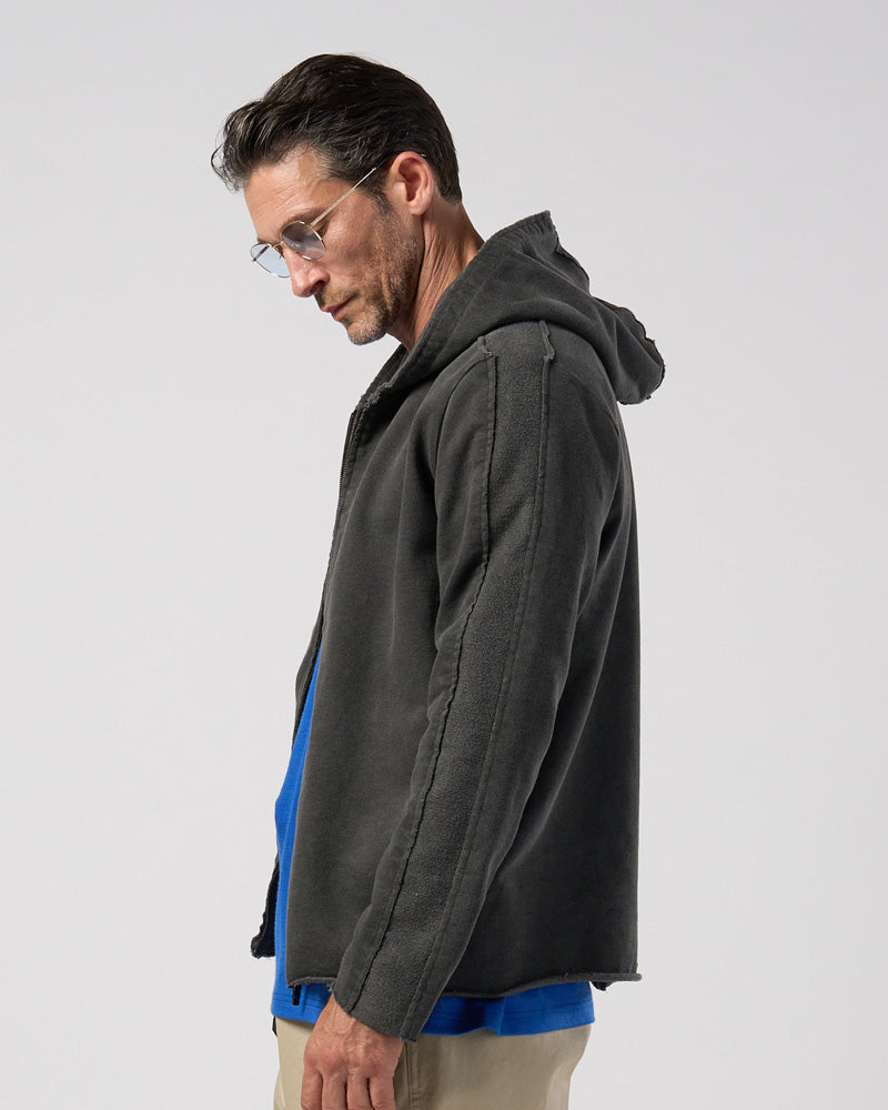 compact urake cut-off line zip hoodie