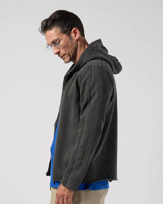 compact urake cut-off line zip hoodie
