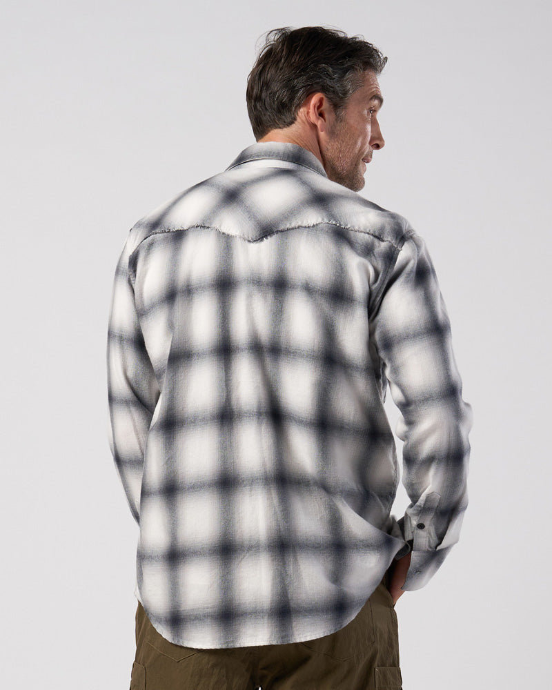 loose check western shirt
