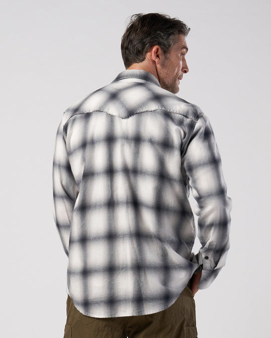 loose check western shirt
