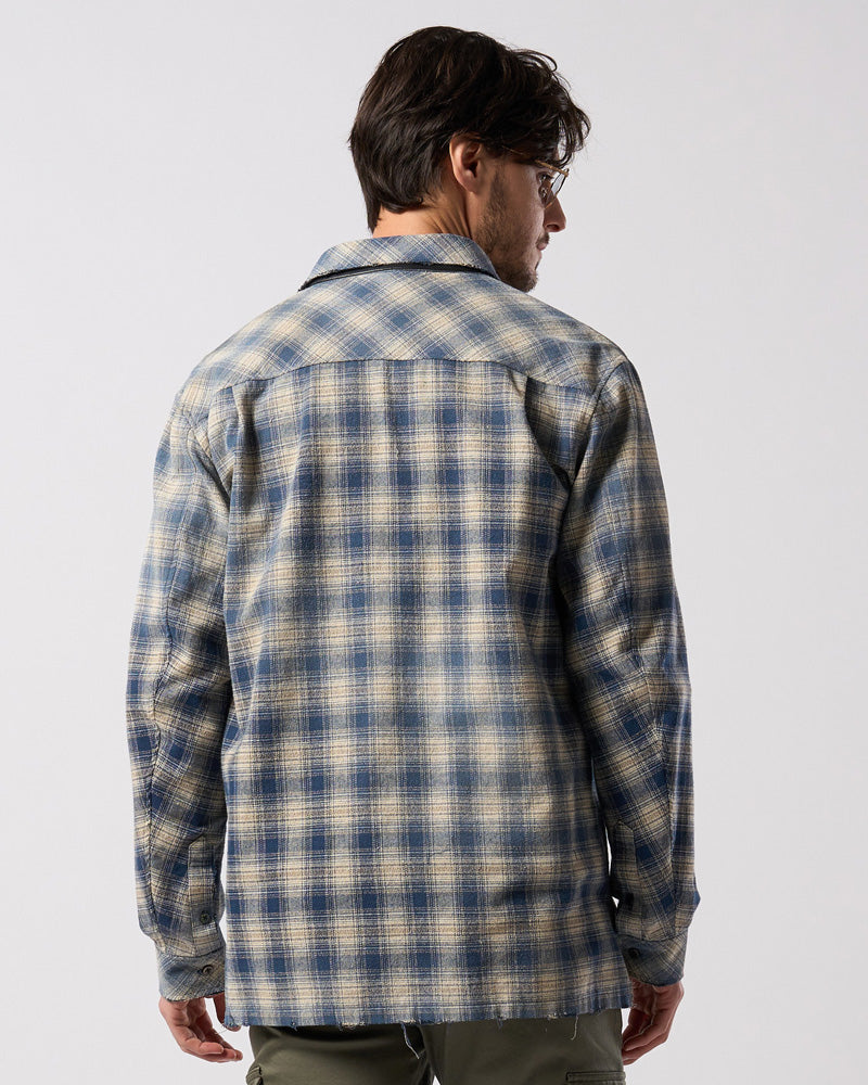aging loose check shirt