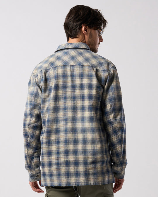 aging loose check shirt