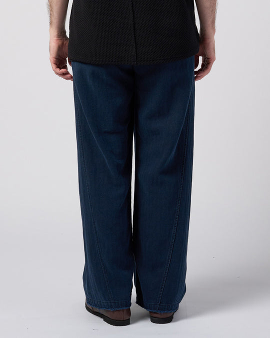 cotton linen herringbone aging wide trousers