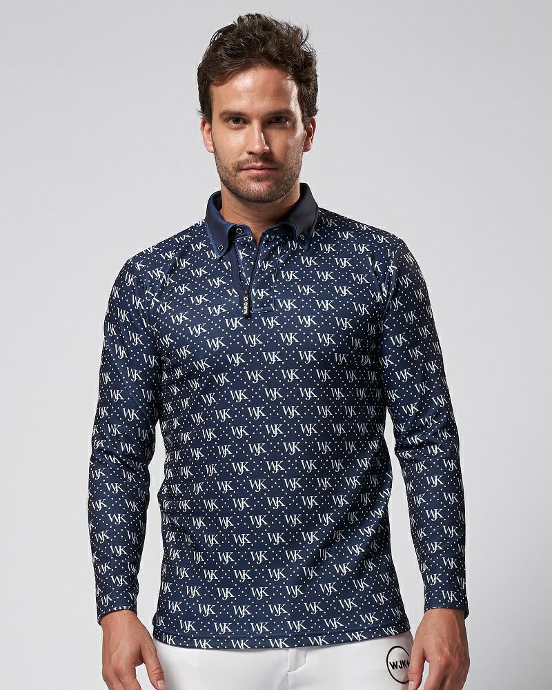 WJKG patterned long sleeve polo shirt