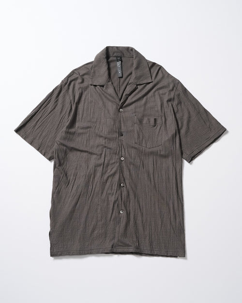 ex.comfy wool open collar shirt