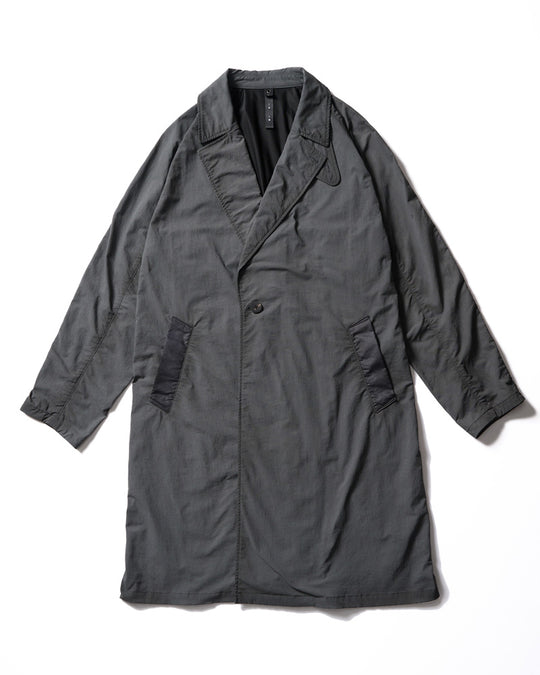 textured nylon double breasted coat