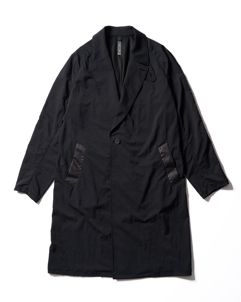 textured nylon double breasted coat