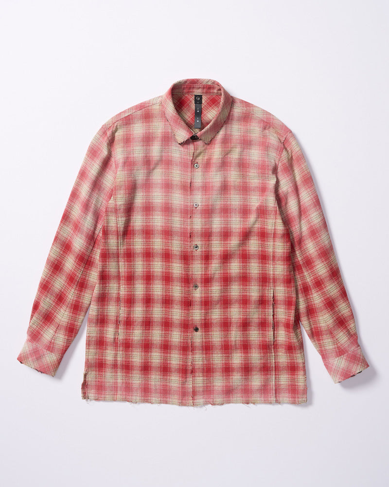 aging loose check shirt