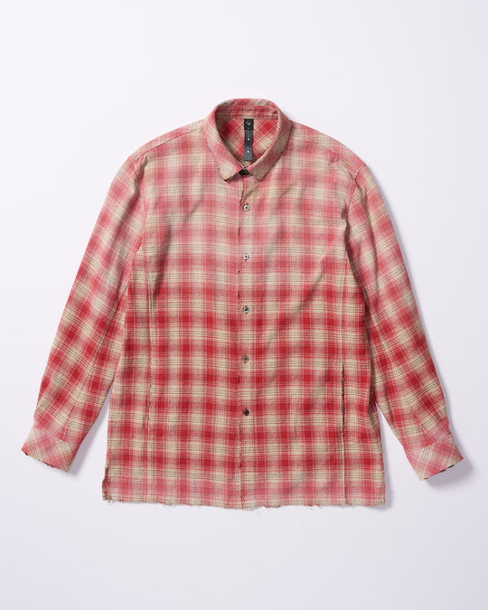 aging loose check shirt