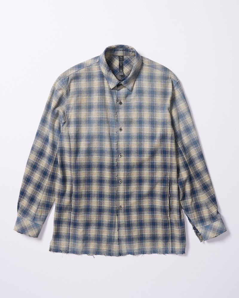 aging loose check shirt
