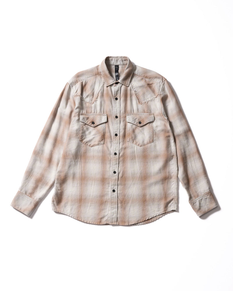 loose check western shirt