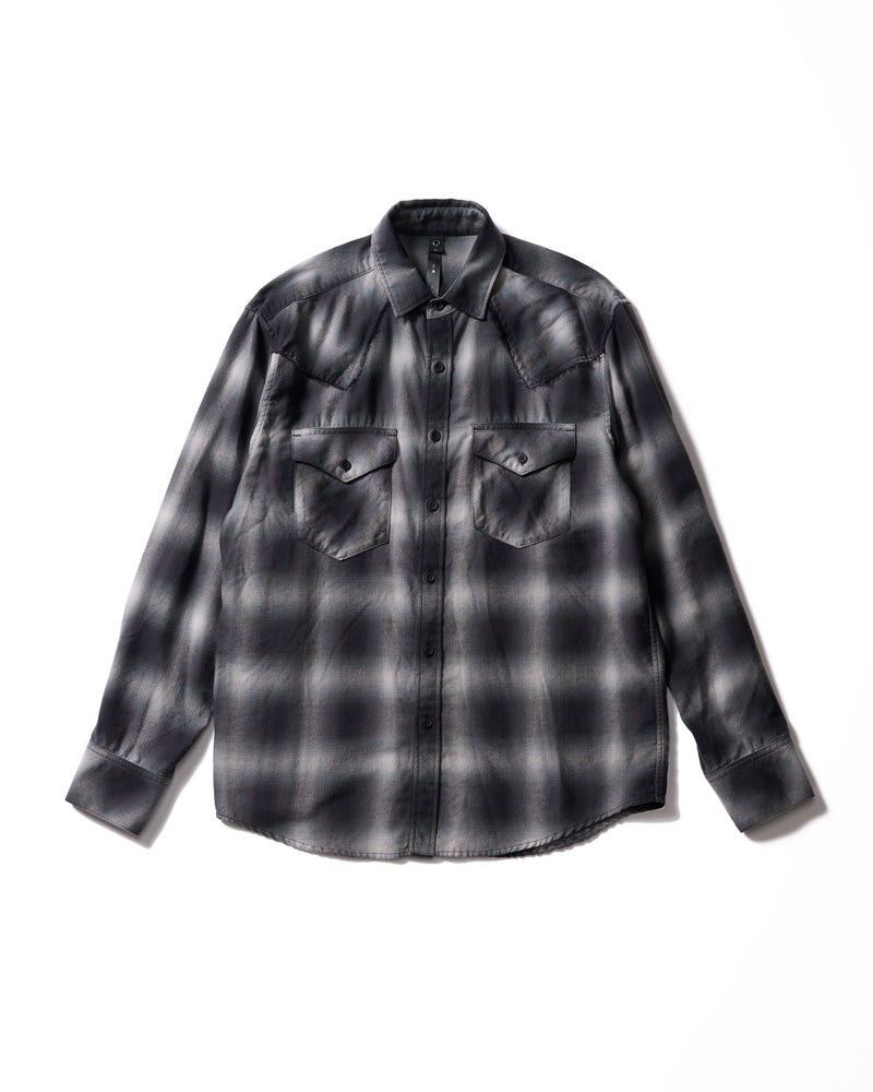 loose check western shirt