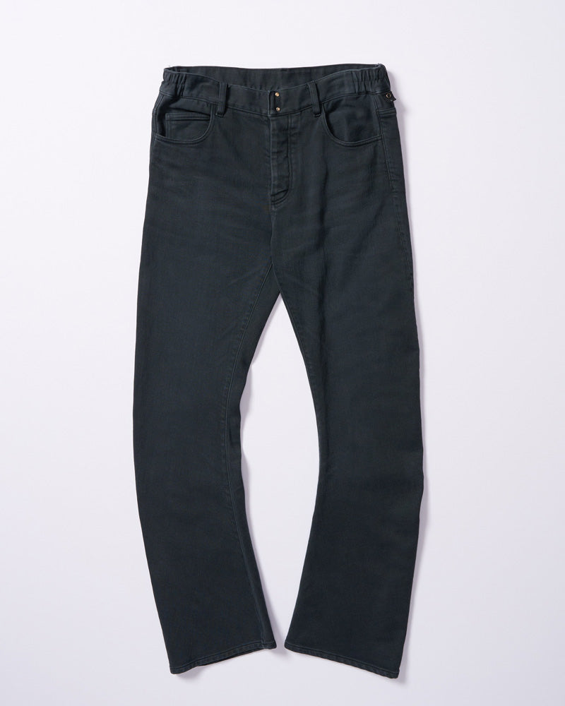 denim jersey 3D banana flare pants