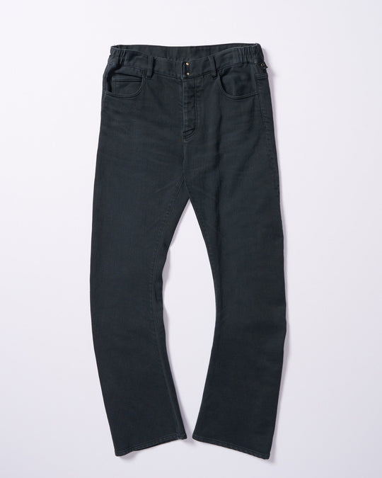 denim jersey 3D banana flare pants