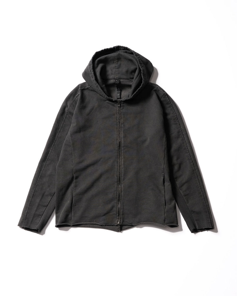 compact urake cut-off line zip hoodie