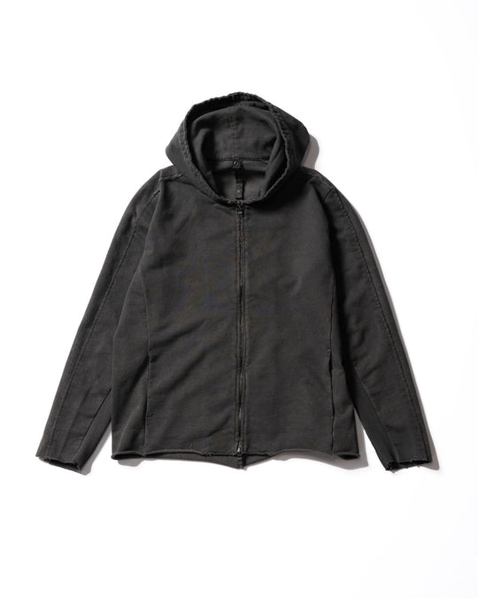 compact urake cut-off line zip hoodie