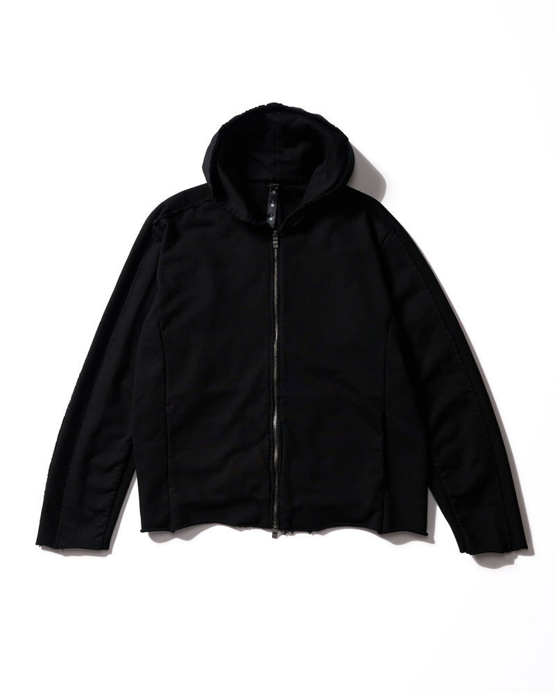 compact urake cut-off line zip hoodie