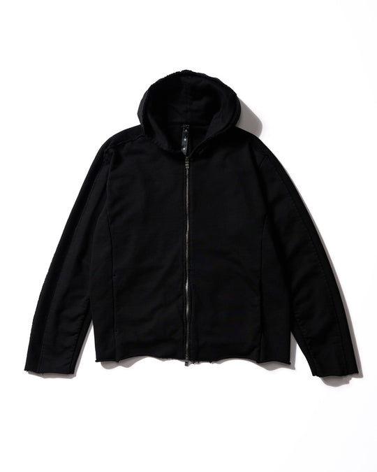 compact urake cut-off line zip hoodie