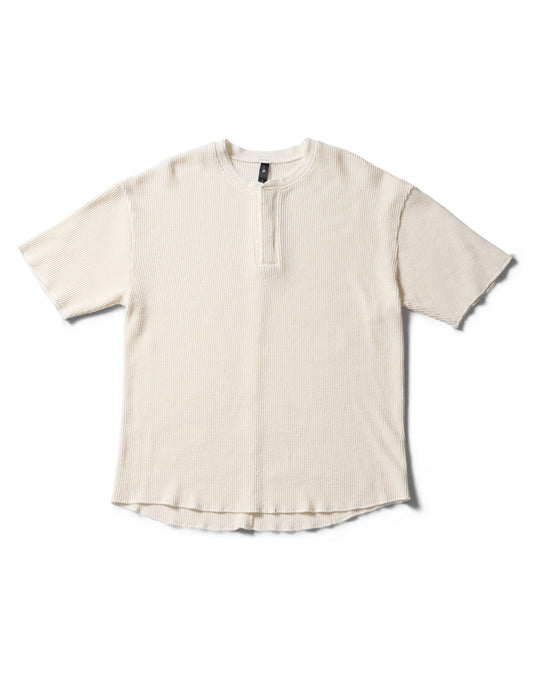 hard dry waffle fly-front henley S/S