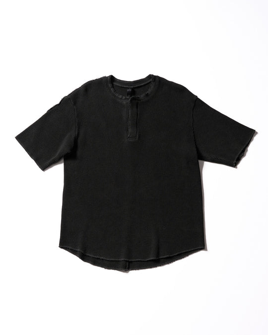 hard dry waffle fly-front henley S/S
